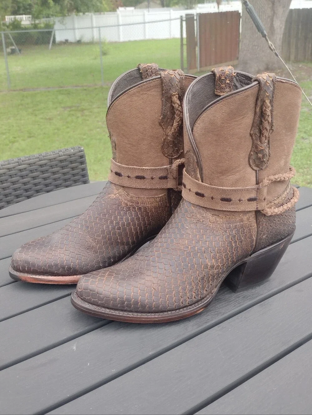 Tony Lama Espresso Bernadette Western Boots Size 7 Round Toe